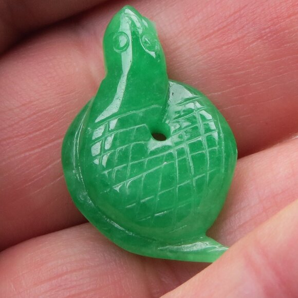 Jade Snake  Hand Carved Pendent - Picture 1 of 3